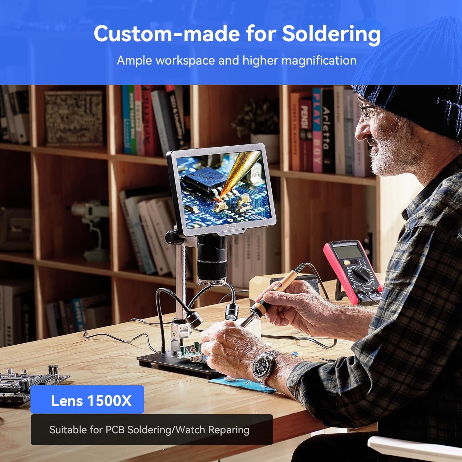 Electronics Repair Videos - TOMLOV digitale microscoop met 3 lenzen,
